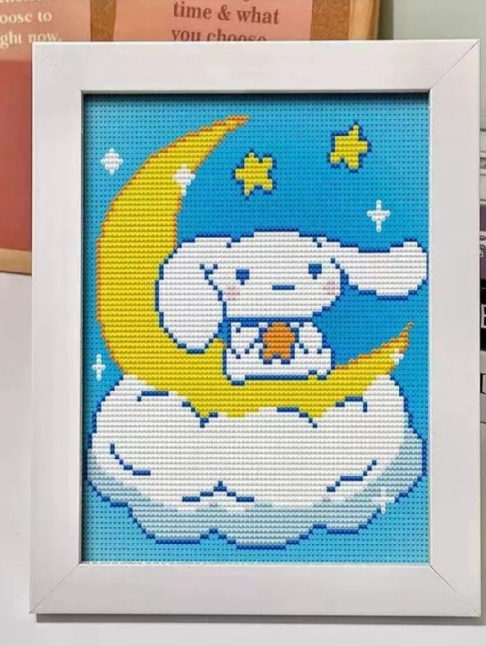 Brand New DIY Cinnamoroll Moon Diamond Beads Art With Frame